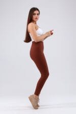 Derya Kurşun Bordo Yüksek Bel Fitilli Tayt 0608 - Görsel 3