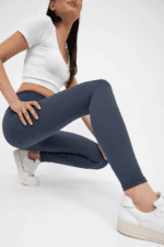 Derya Kurşun Lacivert Yüksek Bel Fitilli Tayt 0608 - Görsel 3