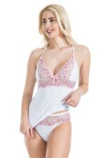 Derya Kurşun Çapraz Askılı Güpür Dantelli Atlet Külot Takım 080