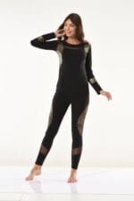 Derya Kurşun Leopar Detaylı Kadın Tayt Takım 1128 - Görsel 2