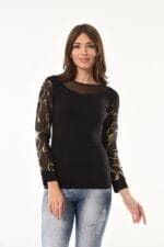 Derya Kurşun Varak Desenli Uzun Kol Body 144 - Görsel 3