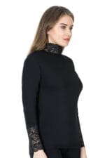 Derya Kurşun Balıkçı Yaka Dantelli Kadın Tişört 278 - Görsel 3