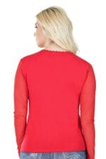 Derya Kurşun Uzun Kol Transparan Yaka Kadın Tişört 293 - Görsel 2