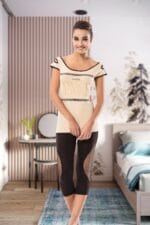 Derya Kurşun Geniş Yaka Kadın Kapri Takım 1502 - Görsel 3